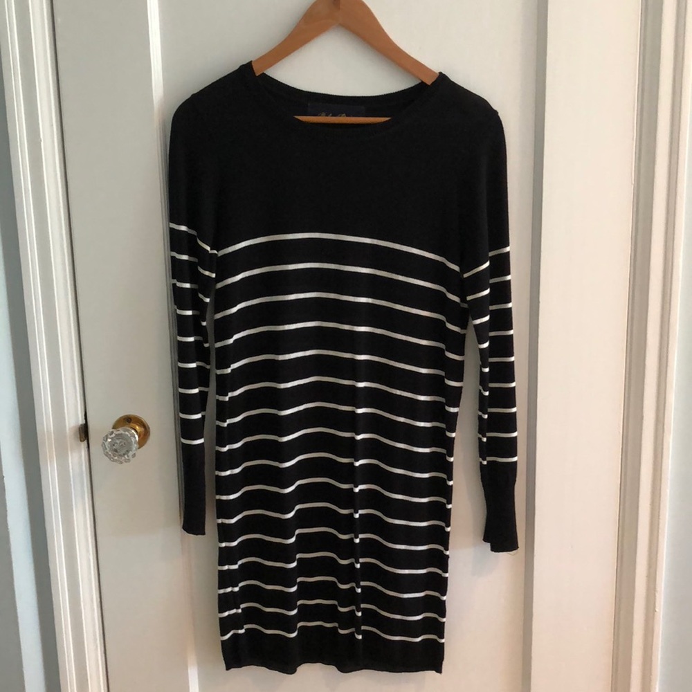 Black and White Striped Sweater Dress